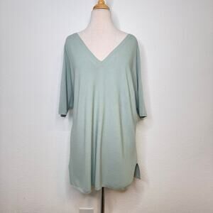 Lafayette 148 Womens Cashmere Short Sleeve Tunic Size M Sage Oversized Coastal‎